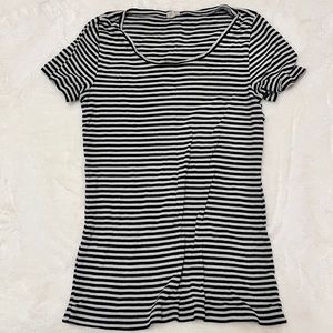 J. Crew Black & White Striped Short Sleeved Shirt